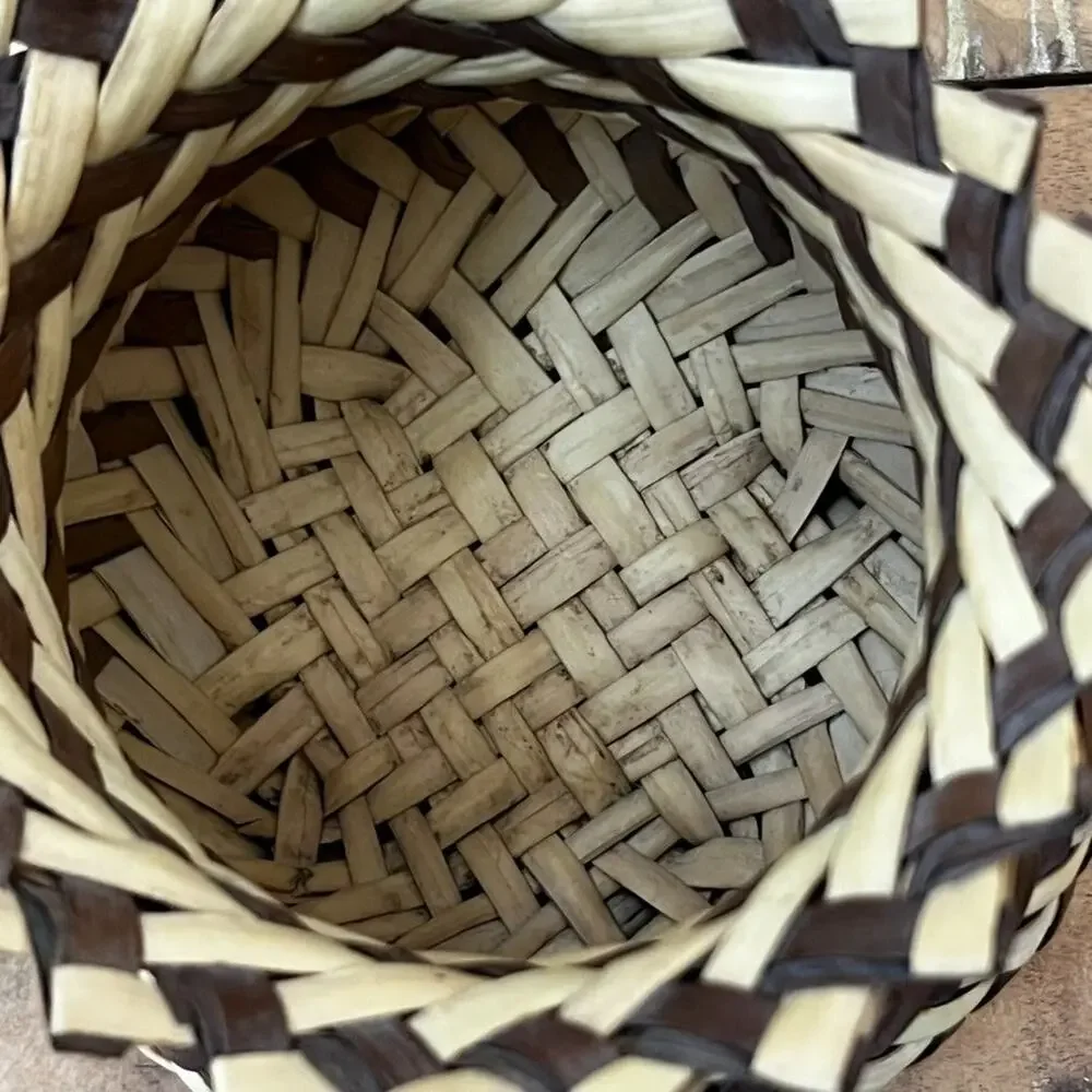 Vintage Tarahumara Basket Handmade In Mexico Double Weave 5